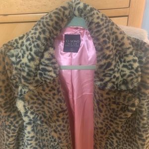 Cheetah print fur jacket size L